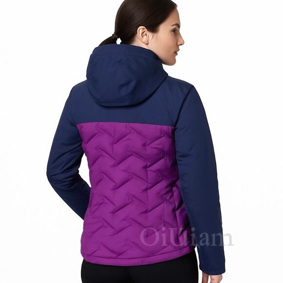Columbia Omni-Tech Purple Down Hooded Jacket Women’s Medium - Picture 2 of 13
